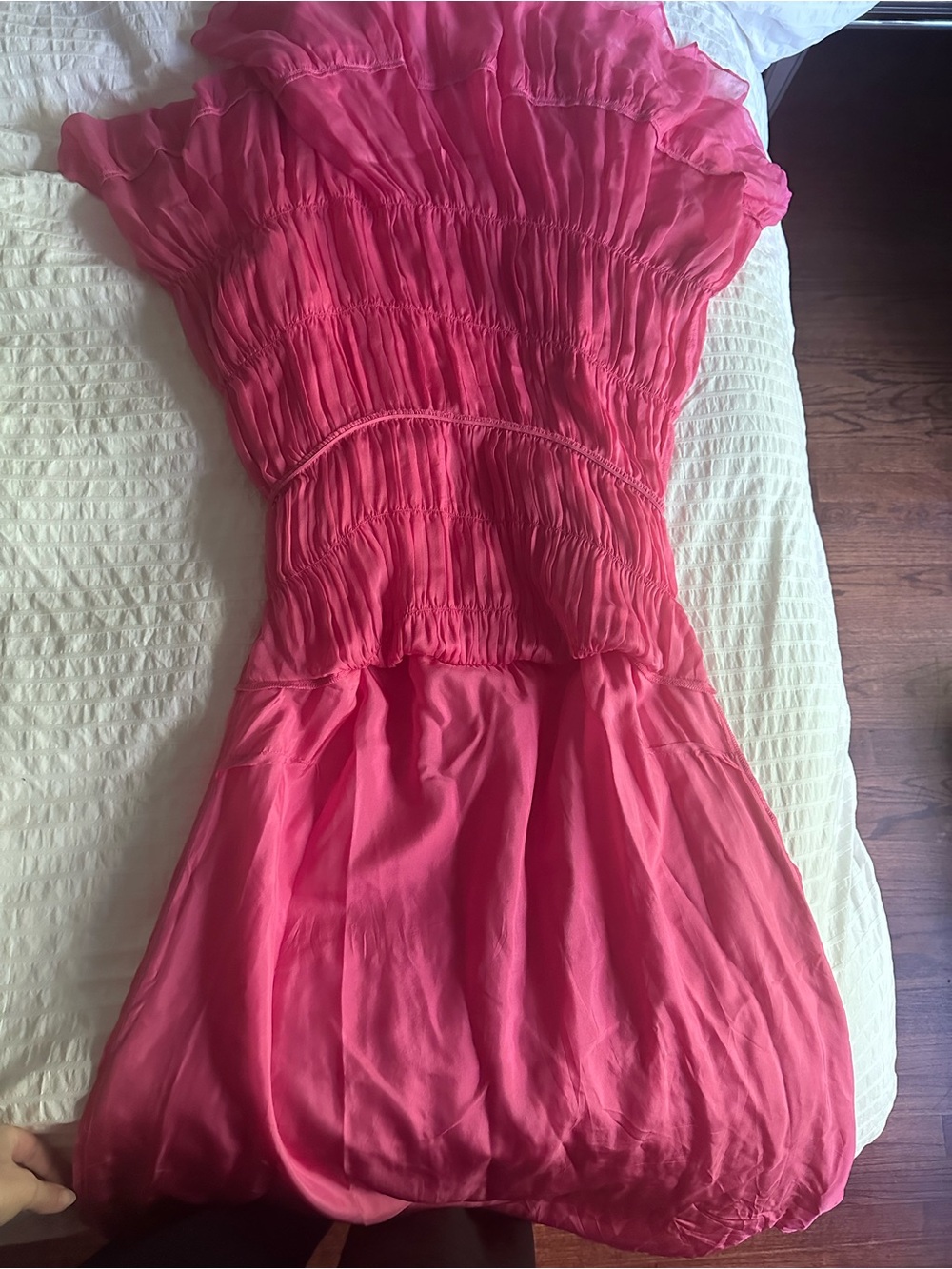 Ulla Johnson Silk Pink Ruffled Pleated Dress - Picture 11 of 11